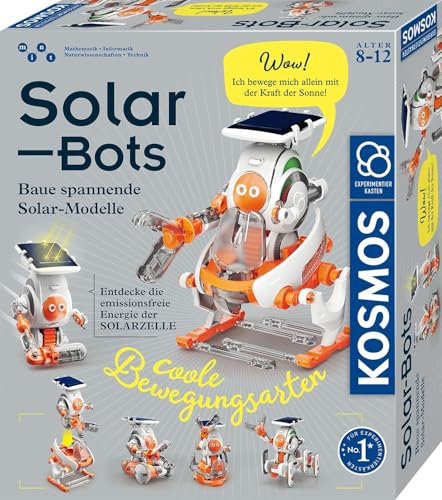 KOSMOS 621247 Solar Bots, Baue 8 Solar-Modelle, Bausatz für Solar Roboter mit Solarenergie-Antrieb, Solarzelle mit Motor, Experimentierkasten für Kinder ab 8-12 Jahre