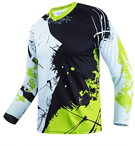Maillot de Cyclisme pour Enfant HimyBB - Maillot de Vélo pour Enfants - Maillot de VTT pour Enfants - Maillot pour Garçons et Filles - Élément de Vêtement de Course pour Sports Motorisés, vert, 12 ans