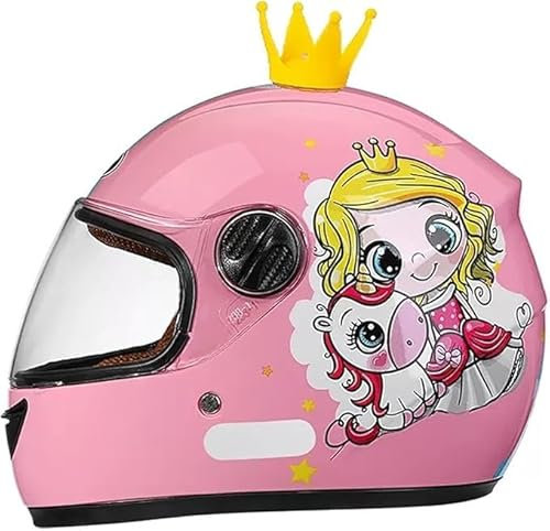 Integraler Motorradhelm für Kinder, ECE-zugelassener Rollerhelm mit Sonnenblende und abnehmbarem Schal, Rollerhelm für Jungen und Mädchen im Alter von 3 bis 12 Jahren C,48-55CM