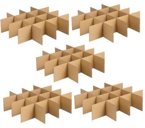 TOGEVAL Lot de 5 cartons en carton avec cloisons de déménagement pour, demi-bocal, taille du carton, petits cartons de déménagement, pour livres, séparateurs en verre, à déplacer