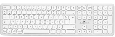 Bluestork KB Mac Wireless - Vitt AZERTY trådlöst tangentbord för Mac - USB-C-uppladdningsbart bluetooth-tangentbord för Mac, ultratunn ergonomisk design, tysta tangenter, batteritid 90 timmar