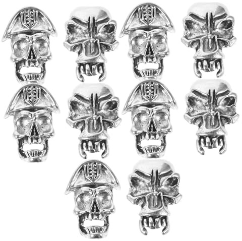 VALICLUD 10 Piezas de Abalorios Pelo Vintage Gran Agujero de Aleación para Rastas y Barba, Accesorios Decorativos para Trenzas Buen Brillo para Cosplay y Uso Diario