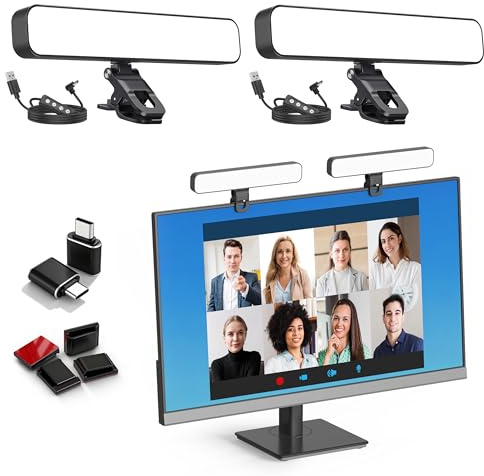 ALTSON 16W 2PCs Video Conference Lighting, LED Streaming Light Clip-On, Zoom Lighting for Computer Monitor Webcam Laptop, Desk Ring Light for Video Recording Podcast, Eye-Caring&360° Rotary Backlight