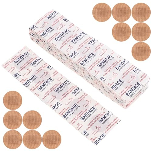 DIYEAH 100pcs Breathable Adhesive Wound Bandages Large Round Knuckle Finger Tip First Aid Patches Elastic Fabric Disposable Hemostatic Plasters for Camping and Injury Care