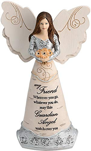 Pavilion Elements Angels Figurine - Guardian Angel Figure Display - My Friend Wherever You Go, Whatever You Do, May This Guardian Angel Watch Over You Printed Text, Collectibles Angel Figurines, 6