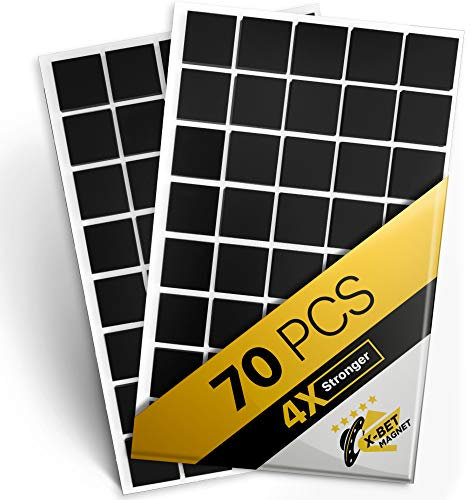 Magnetic Squares - 1 Tape Flexible Magnetic Sheet of 70 Self Adhesive Magnetic Squares (each 2cm x 2cm) - Sticky Magnets - Ideal Alternative to Magnetic Roll, Magnetic Strip and Magnetic Stickers