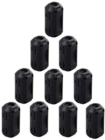 Futheda 10 pezzi clip su anello di ferrite nucleo anti-interferenza, filtro ad alta frequenza RFI EMI soppressore del rumore con clip per cavo in ferrite diametro interno 5 mm, nero