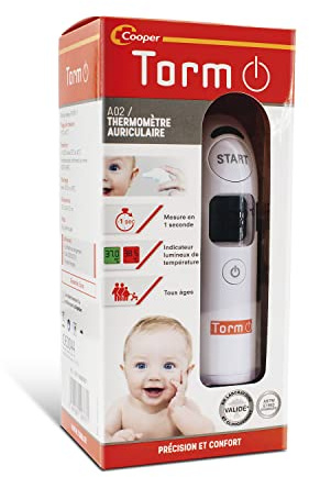TORM - Termometro auricolare - Presa di temperatura auricolare - Tecnologia a infrarossi - Termometro premium - 1 unità