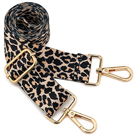 Wide Shoulder Strap Adjustable Replacement Belt Guitar Style Crossbody Bag Handbag Strap Multicolor Canvas Straps(Wide:1.4in) (Leopard2)