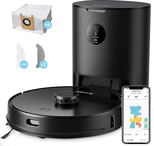 Arnagar S8 Pro Saugroboter mit Absaugstation, 3500Pa Saugkraft, Laser Navigation Kartierung, 220 min Laufzeit, Alexa & Google Assistant Steuerung, App-Steuerung, für Tierhaar, Teppiche und Hartböden