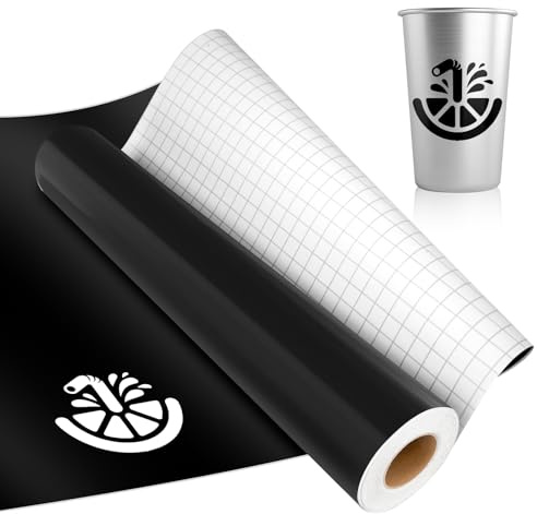 IModeur Glossy Black Permanent Vinyl Roll - 30.5 x 305 cm Adhesive Vinyl Roll for Silhouette & Cameo, Mug, Cup, Window & Home Deco