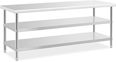 Royal Catering RCAT-200/70-PS3SH rostfritt stål bord 200 x 70 cm 500 kg 2 hyllor rostfritt stål arbetsbord kök