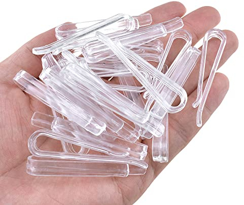 HAHIYO 2.2inch/55mm 60Pcs Clear Plastic U Shape Alligator Clip, Clothespin Fabric Clip Garment Shirt Folding Clip Toothless for Sewing Room Folding Sock Tie Pant Securing Fabric to Comic Book Board
