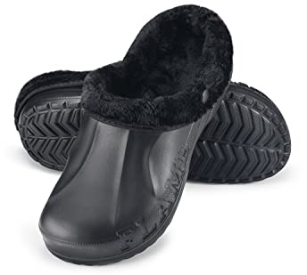 ESTRO Sabot Uomo Gomma Invernali - Zoccoli Gomma con Pelo Ciabatte Giardino Donna Zoccoli Uomo Ciabatte da Giardino A12 (43, Nero)