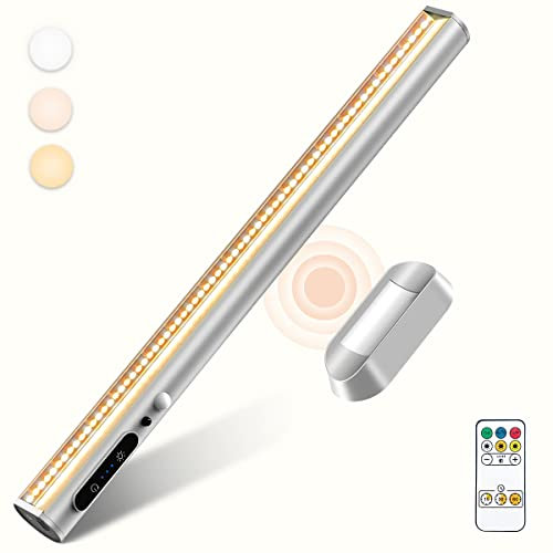 bravzurg Lichtleiste Akku mit Bewegungsmelder, Unterbauleuchte Küche LED Batterie Kabellos mit Fernbedienung Magnet, Schrankbeleuchtung Dimmbare, Batteriebetrieben lampe für Spiegel Schreibtisch Wand