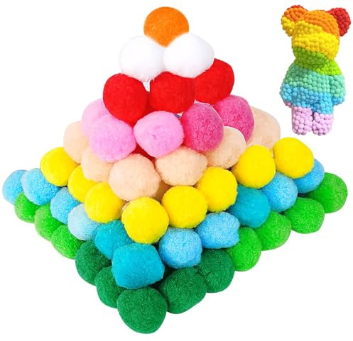 Sheryl&Rain 100 Stück Pompons Zum Basteln, 5 cm Mehrfarbig Groß Pompoms, Bunt Bommel Zum Basteln, Pommels, Poms Puzzle für Erwachsene Lustige DIY Kreative Crafts Dekorationen
