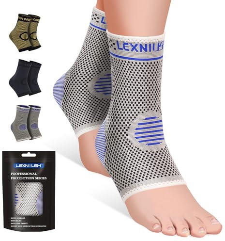 2 Stück Sprunggelenkbandage, Professionelle Knöchelbandage für Damen/Männer Kompressionssocken Fußbandage für Plantarfasziitis, Arthritis, Verstauchte Knöchel, Achillessehne, Gelenkschmerzen, Sport