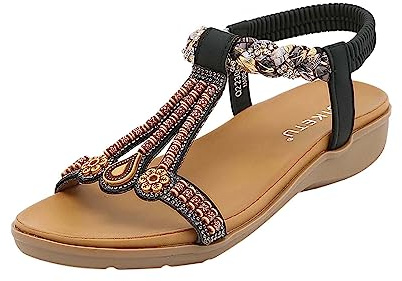 Générique 2024 Sandales Femmes été Orthopedique Antidérapantes Bohême Bout Ouvert Confortables Mode De Marche Respirantes Chaussure Femme Chaussures Plateforme Sandales Avec Talon Bloc Pas Cher