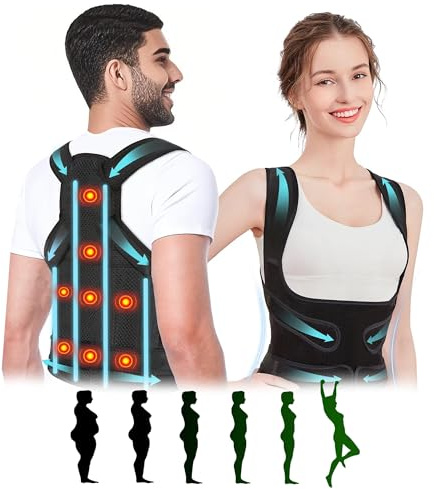 Back Brace Posture Corrector, 8 Magnets Shoulder Back Straightener Posture Corrector, Adjustable Full Back Support Neck Shoulders Back, Spinal Posture Correction Promote Physique Women Men (M)