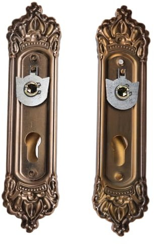 Set di maniglie per porte retrò europee, in lega di alluminio, leva di ingresso silenziosa con 3 chiavi, kit di installazione completo per camera da letto/bagno/ufficio, cuscinetto liscio e design