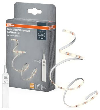 Osram FLEX MOTION SENSOR batteriebetriebener LED-Streifen mit warmweißem Licht und Bewegungssensor, 1m, 2W, 100lm, 3000K, 830 warmweiß, nicht dimmbar, IP20, Leuchtmittel nicht austauschbar