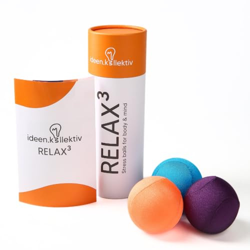 Idéer. kollektiv Relax³ – Stressboll-set, 3 mindfulära bollar med olika hårdhetsnivåer, moderationsverktyg och coachingtillbehör, antistressbollar för fokus, avkoppling och gruppprocesser