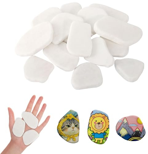 Foonary 15 piedras para pintar, 5-8 cm de color blanco liso, piedras grandes, piedras planas para manualidades, grava blanca, piedras decorativas para playa, jardín, para decoración de pintura