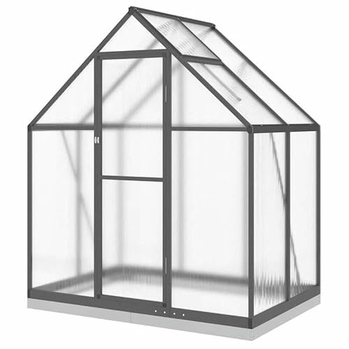 Växthus med basram av aluminium och polykarbonat (PC) för trädgård – robust växthus med galvaniserad stålram 169 x 114 x 202 cm antracit
