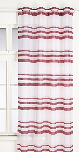 09372-8-AL Home Maison-Tenda Dritta, in stamigna a Righe Orizzontali con Occhielli, 140 x 240 cm, Bois de Rose/Argent, 140 x 240