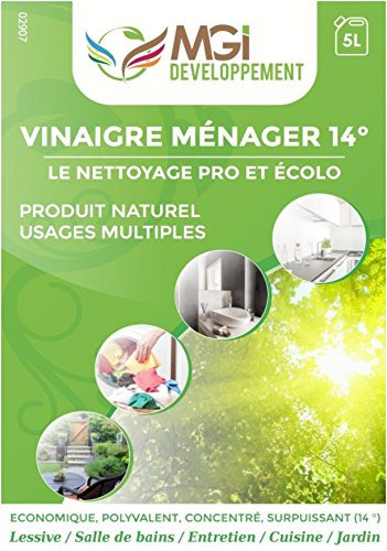 MGI DEVELOPPEMENT - 3 bidons de 5L de vinaigre blanc à 14° - Pour nettoyage - Qualité professionnelle - Nettoie, dégraisse, détartre (15 litres)