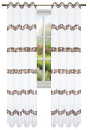 Inox Trade Vorhang Gardine Ösenschal 145 x 250 Dekoschal Ösen Mäander Medusa Griechisch