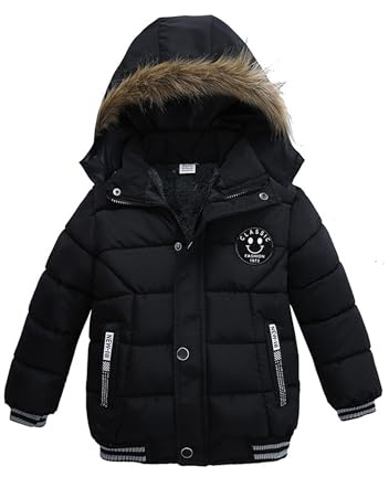 Odziezet Blouson Manteau Fourrure Chaud Enfant Garçon Bébé Ski Vêtement Doudoune à Capuche Veste à Manches Longues Chaud 1-5 Ans