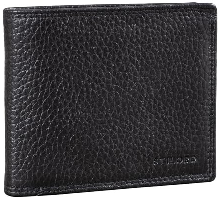 STILORD “Derek” Portafoglio RFID Uomo Pelle Vintage Borsellino con Protezione NFC Piccolo Portafoglio con Portamonete Slim Mini Wallet Vero Cuoio Colore:nero