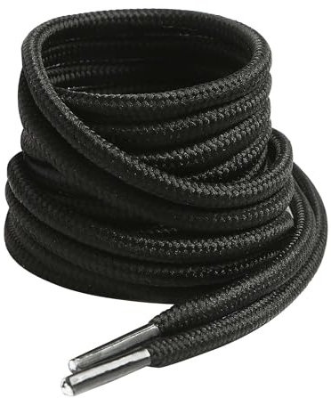 VSUDO Schwarz Stiefel Schnürsenkel, Black Boots Shoelace, Runde ø4 mm Schwarz Schnürsenkel Schuhbänder für Arbeitsschuhe/Outdoorschuhe/Trekkingschuhe/Wanderschuhe (1Paar-Schwarz-130cm)