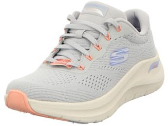 Skechers Damen Arch Fit 2.0 Big League Sports Shoes, Light Grey Mesh Periwinkle Coral Trim, 38 EU