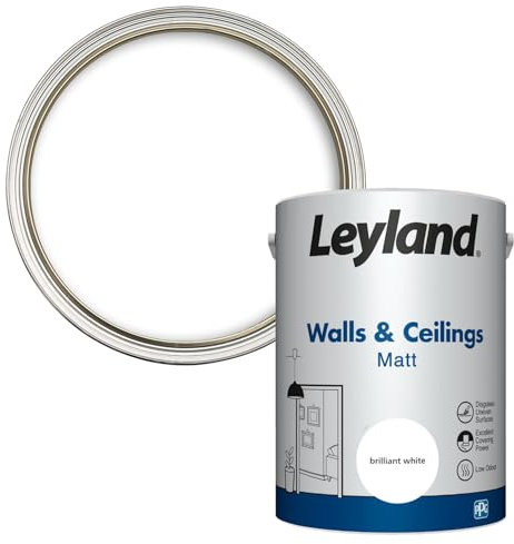 Leyland Walls and Ceilings Paint Matt, Brilliant White, Coverage 13m2 per Litre- 5L