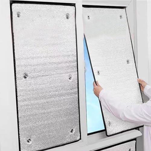 kufu01 Rückstandslose Sonnenschutz Folie,Silber Fensterfolie Blickdicht Reflektierende Fensterfolie,8 Mm Dicke 99% Uv-Schutz Dämmfolie für Schlafzimmer,Badezimmer,Büro,Dachfenster (50x60cm/20 x24)