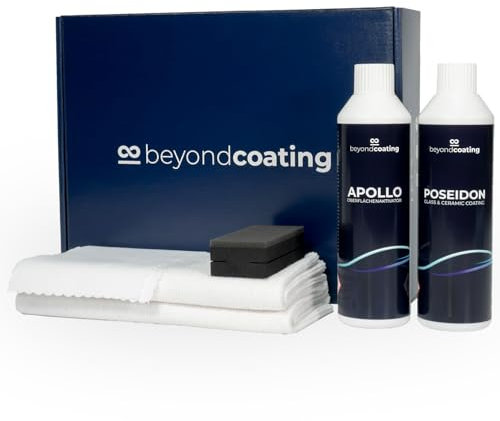 beyondcoating POSEIDON Glas-Versiegelung Starter-Set | Scheibenversiegelung Auto | Regenabweiser mit Abperleffekt für bis zu 6 Monate Schutz