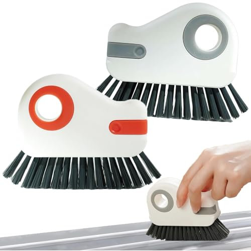 Cepillo Limpieza Hogar, 2 en 1 Multifuncional Limpiar Ventanas Cepillo Ranuras con Rascador Extraíble Pequeño para Persianas, Railes Ventanas, Esquinas, Azulejos, Baños, 2 Piezas