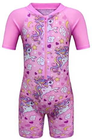 Aduya Girls Swimming Costume Kids One Piece Swimsuit Unicorn Swimwear Swimming Lesions Zipper Suit Rash Guard Surfing Beachwear UV Protection Bathing Suit