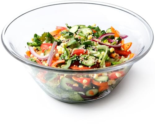NUTRIUPS Grande ciotola in vetro, 4,1 l, grande insalatiera in vetro, ciotole profonde in vetro trasparente per mescolare