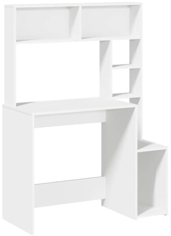 vidaXL Schreibtisch mit Regal Weiß 100x45x140 cm Holzwerkstoff, Bürotisch, Tisch, PC-Tisch, Computertisch, Laptoptisch, Arbeitstisch, Büromöbel