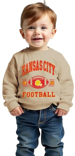 CM C&M WODRO Baby Boy Girl Football Sweatshirt Toddler American Football Pullover Crewneck Long Sleeve Shirt(Apricot,2-3 Years)