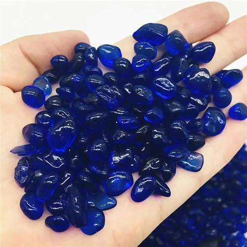 50-1000 g de grava de vidrio rojo, cristal esmaltado de colores, Buda para acuario, pecera, piedras de 8-12 mm, cristales de cuarzo natural, azul oscuro, 1000 g