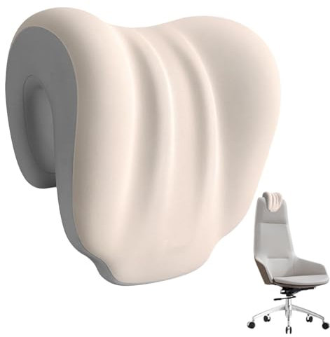 Occzin Almohada cervical de espuma viscoelástica, cojín cervical ergonómico para sillas de oficina, soporte para el cuello (beige)