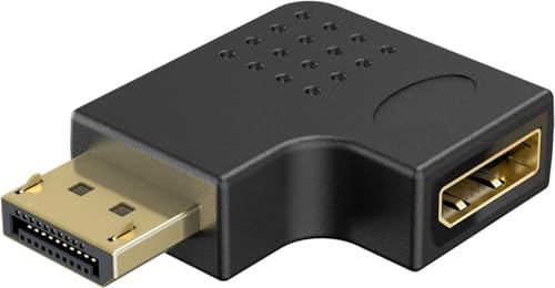 goobay DisplayPort Winkeladapter 90 Grad nach unten, 8K 144Hz, 4K 240Hz, DP 2.1, Gaming Stecker auf Buchse für PC, Monitor, Grafikkarte - 77130