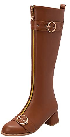 cfpqv Bottes d'équitation en cuir pour femme - Bottes western pour femme - Bottes hautes - Bottes longues à enfiler - Bottes de cowboy - Bottes d'automne et d'hiver - Bottines de travail, marron, 37