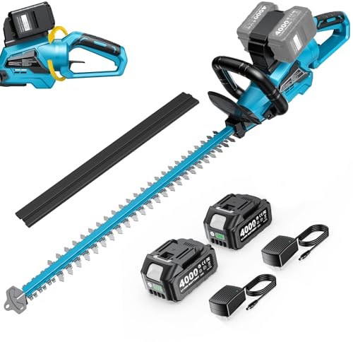 SEESII Tagliasiepi a Batteria 40V – Tagliasiepi Elettrico con Lama Doppia 61 cm, Motore Brushless 26.000 RPM, Spaziatura Lame 27 mm, con 2 Batterie 4,0 Ah, Ideale per Siepi e Arbusti Professionali