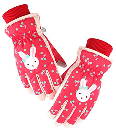 SHINEHUA Guanti da sci per bambini caldi guanti da neve invernali guanti impermeabili e traspiranti snowboard antivento per ragazzo ragazza escursionismo ciclismo equitazione pattinaggio (rosso, 4-6