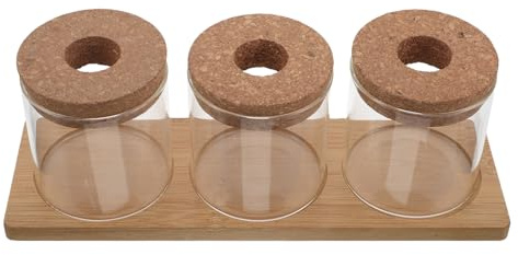 GALPADA Kit Hydroponique pour Plantes de Bureau – Vase en Verre Transparent 8x8 Cm avec Couvercle Perforé et 3 Plateaux en Bois – Propagation Facile, Jardinière D’intérieur Décorative